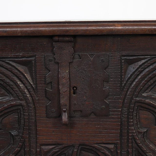 18th Century Oak Gothic Spanish Antique Chest For Sale - Image 4 of 10