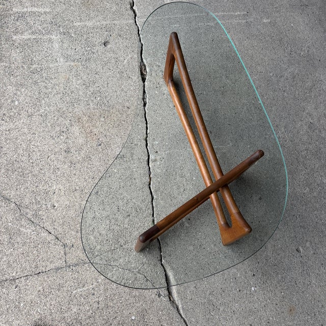 Mid-Century Modern Adrian Pearsall for Craft Associates Curved Coffee Table Glass and Walnut For Sale - Image 3 of 12