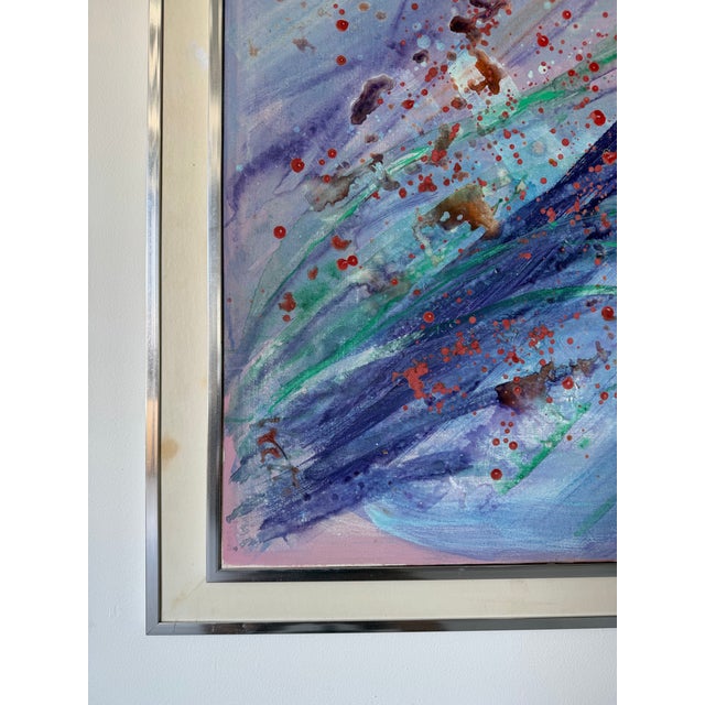 1970s Mid-Century Abstract Expressionist Acrylic on Canvas Painting, Framed For Sale In Miami - Image 6 of 13