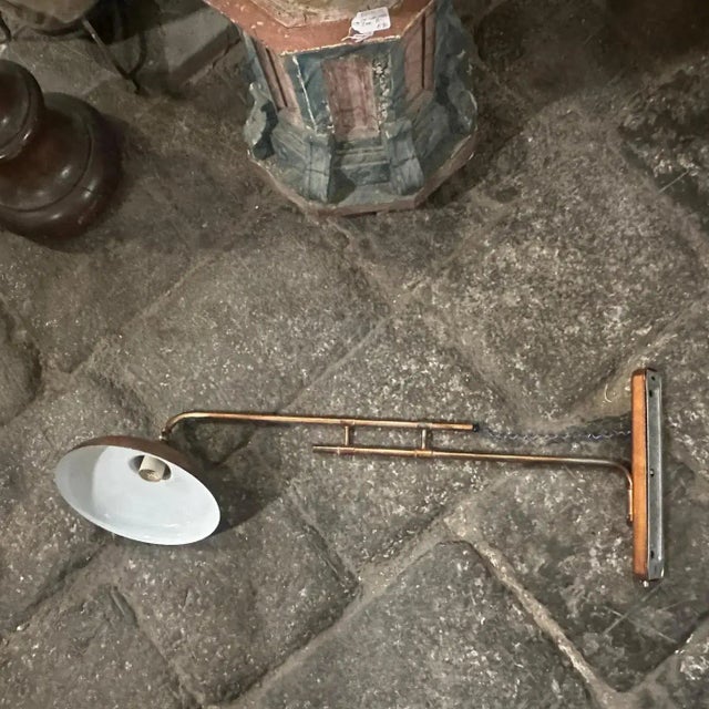 A 1950s Industrial Copper Finished Iron Italian Extendable Wall Lamp For Sale - Image 12 of 12