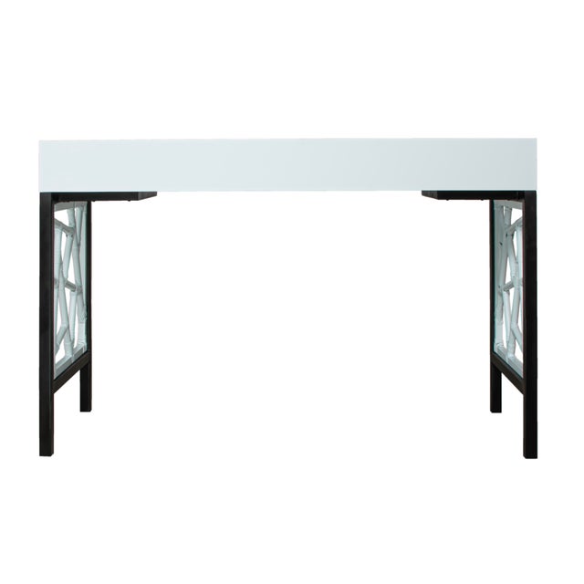 Wood Tiffany Writing Desk - Light Blue For Sale - Image 7 of 9