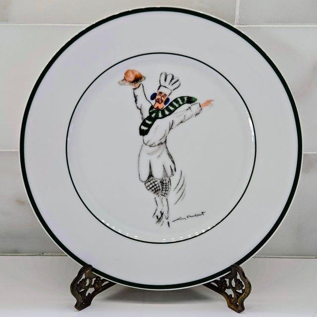 Vintage Guy Buffet Skating Chefs German Porcelain Dessert Plates, Set of 6 For Sale - Image 12 of 15