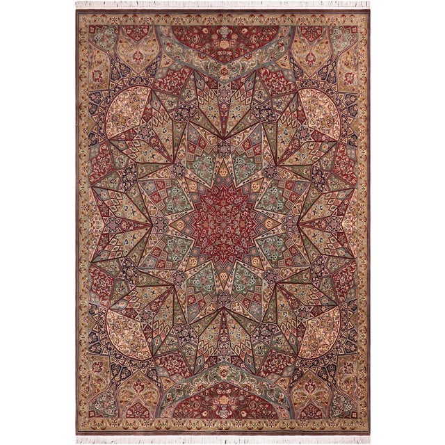 Abstract Mughal Art 1990's Pak-Persian Brown/Multi Wool Rug - 9'1'' X 11'0'' For Sale - Image 9 of 9