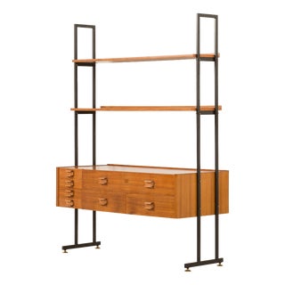 Italian Free Standing Shelving Unit with Drawers, 1970s For Sale