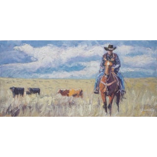 Sean Wu Original Oil Painting of Cowboy For Sale