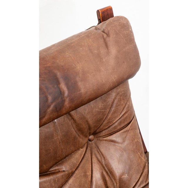 Mid Century Danish Modern Lounge Chair Brown Leather Ingmar Relling Westnofa Arm For Sale - Image 9 of 12