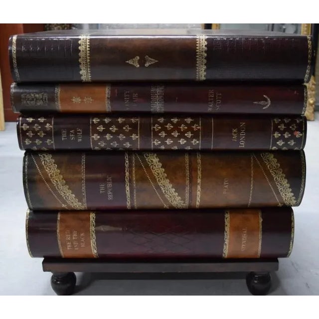 Maitland-Smith Figural Stacked Books Library Office End Table For Sale - Image 9 of 11