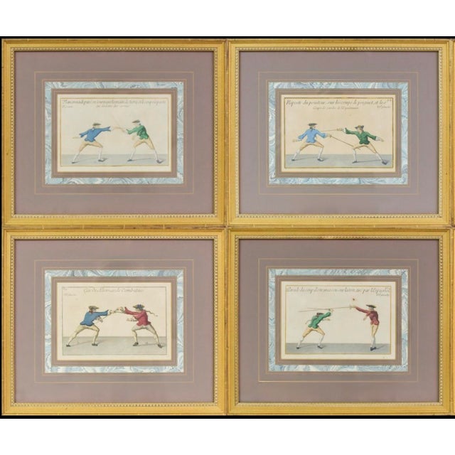 Set of Eight Finely Framed Fencing Engravings, Pierre Jacques François Girard, Ca. 1740 For Sale - Image 4 of 12