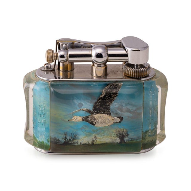 Vintage Aquarium Birds in Flight Table Lighter from Dunhill, 1950 For Sale - Image 6 of 18