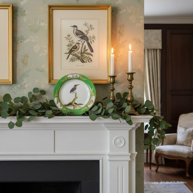 Chelsea House Bird Decorative Plate-Green Gold-Chinoiserie Wall Decor-Porcelain For Sale - Image 6 of 11