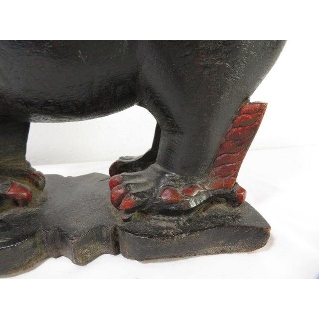 Antique Carved Wood Singha Guardian Lion ~ Thailand Buddhist Lidded Temple Box For Sale - Image 9 of 18