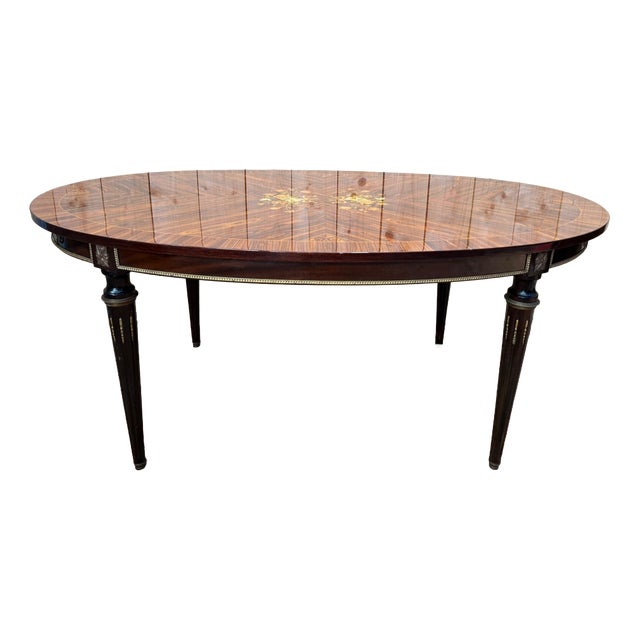 Louis XVI Oval Dining Table with Extensions, 1960s For Sale