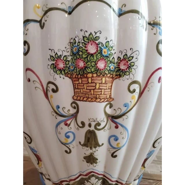 Early 20th Century Monumental Italian Hand Painted Fiori Floor Vase For Sale - Image 5 of 11