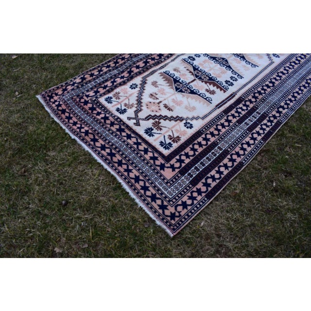Ink Blue Oriental Area Rugs Wool Turkish Oushak Rug For Sale - Image 8 of 13