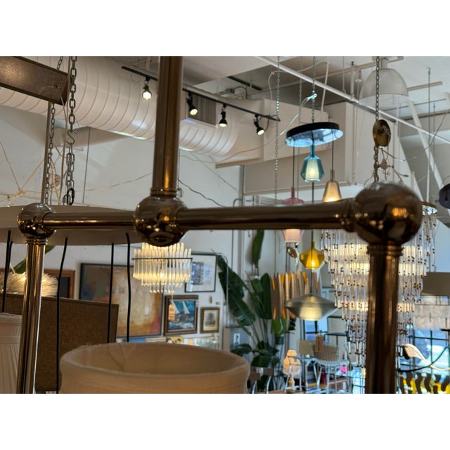 Chrome Pendant Chandelier With Pleated Shades For Sale - Image 9 of 13