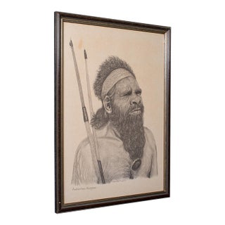 Vintage Aboriginal Man Portrait, Indigenous Australian Framed Art Print, Picture For Sale