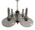 Vintage Space Age Sputnik Chandelier in Chrome-Plated Metal, Wooden Accents and Clear Ribbed Glass Shades by Emi Poljčane, Yugoslav, 1970s For Sale