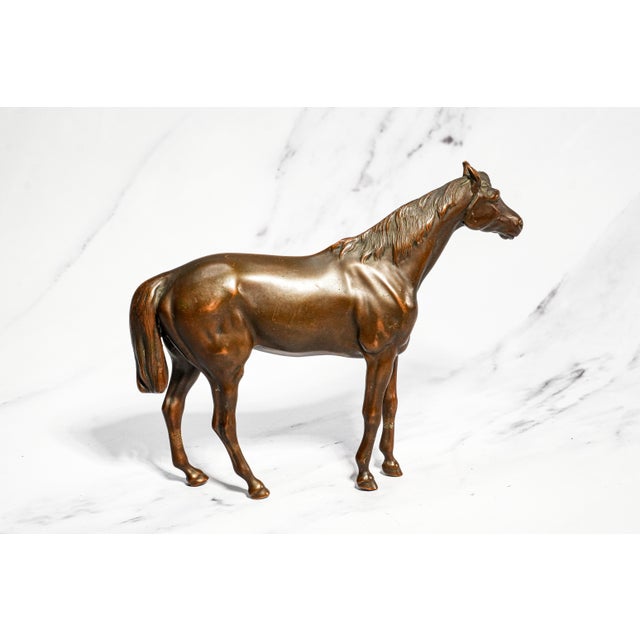 Metal Lovely Antique Cast Metal Jennings Brothers Horse Statue Sculpture Equestrian For Sale - Image 7 of 11