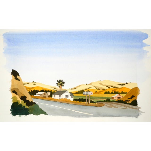 American San Jose Hills Watercolor on Paper by Robert Sugita For Sale - Image 3 of 6