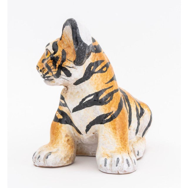 Mid 20th Century Italian Modern Tiger Cub Ceramic Sculpture For Sale - Image 5 of 10