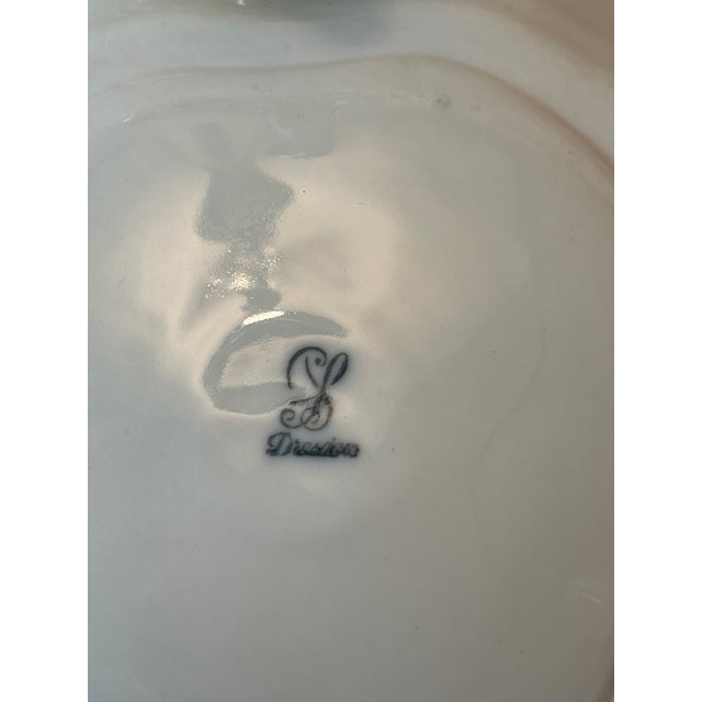 White 1900 - 1909 Dresden Antique Centerpiece Bowl With 3 Cherubs & Putti Flowers Signed Carl Thieme For Sale - Image 8 of 14