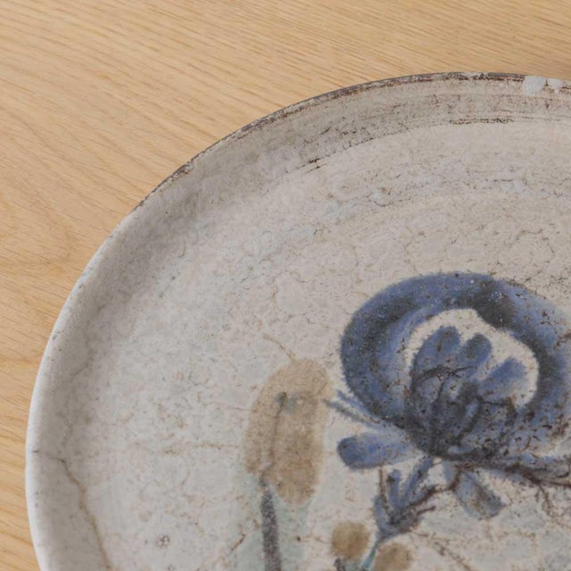 Ceramic Mid 20th Century French Ceramic Painted Flower Plate by Gustave Reynaud For Sale - Image 7 of 9