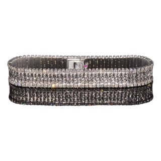 Authentic Roberto Coin 18k White Gold 2.08Cts Natural Diamond Flexible Link Bracelet For Sale