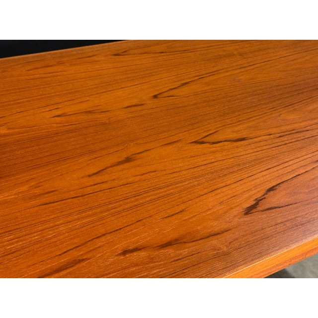 Mid 20th Century Danish Modern Teak Drop-Leaf Writing Desk With Two Drawers, Denmark, 1960s For Sale - Image 5 of 12