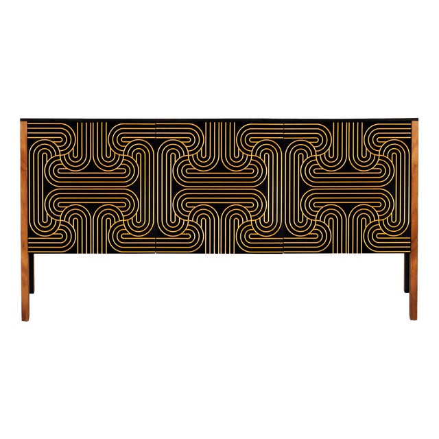 Loop Sideboard in Black and Gold by Coucou Manou For Sale