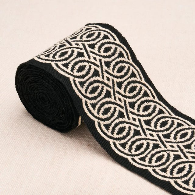 Contemporary Schumacher Infinito Indoor/Outdoor Trim in Black For Sale - Image 3 of 4