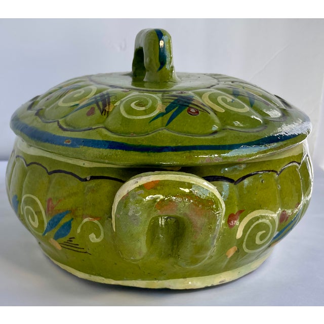 1940s Handmade Mexican Green Lidded Casserole - For Sale In Monterey, CA - Image 6 of 10