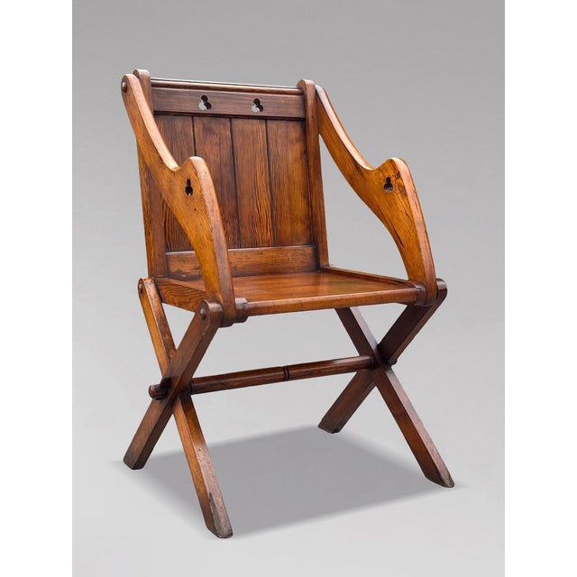 Late 19th Century 19th Century Victorian Pitch Pine Glastonbury Armchairs, 1880, Set of 2 For Sale - Image 5 of 13
