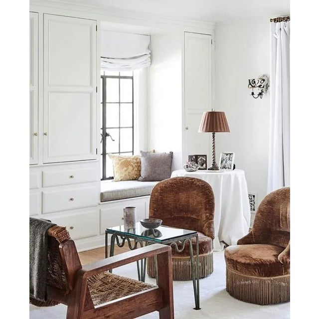 Metal Pair of 'Méandre' Verdigris and Glass Side Tables by Design Frères For Sale - Image 7 of 8