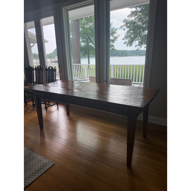 Burnt Umber 19th Century American Primitive Farmhouse Harvest Dining Table For Sale - Image 8 of 12