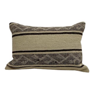 Turkish Hemp Pillow Cushion Natural Beige Brown Pillow Cushion Cover 16" x 24" For Sale