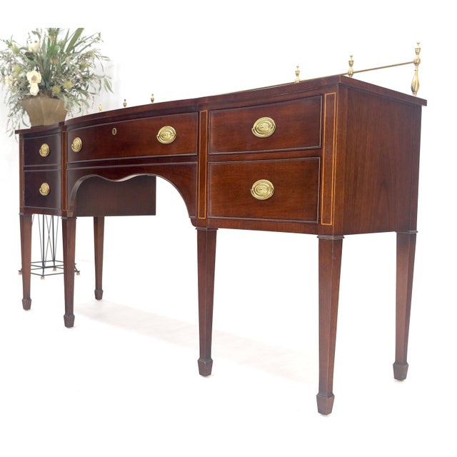 Kindel Brass Gallery Top 3 Drawers 1 Door Mahogany Federal Style Sideboard MINT For Sale - Image 12 of 14
