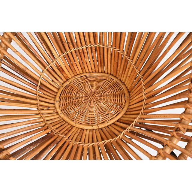 Rattan Chairs, Pouf and Mirror attributed to Janine Abraham & Dirk Jan Rol, 1960s, Set of 4 For Sale - Image 12 of 18