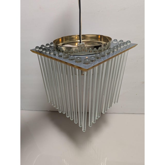 Mid 20th Century Postmodern Gaetano Sciolari Style Brass and Glass Rods Flush Mount - A Pair For Sale - Image 12 of 14