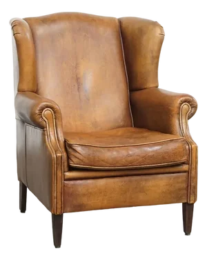 Vintage Sheepskin Wing Chair with Patina
