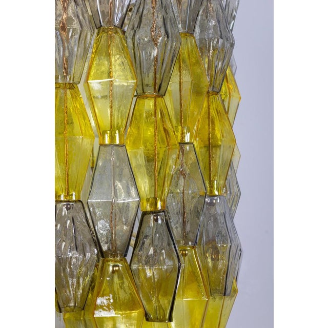 Yellow and Clear Poliedri Chandelier by Carlo Scarpa for Venini, 1980s For Sale - Image 9 of 17