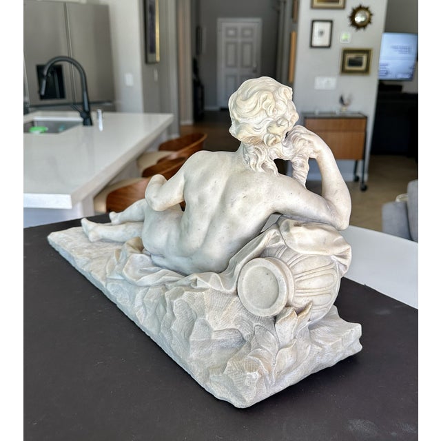 Stone 19th-Century Italian White Marble Sculpture Reclining Nymph Woman For Sale - Image 7 of 18