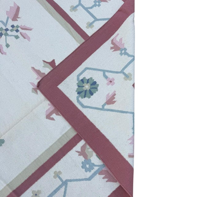 2000 - 2009 Handmade Indian Dhurrie | Pastel Flatweave Kilim | 12x18 For Sale - Image 5 of 6