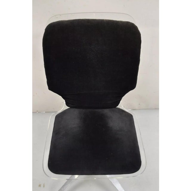 Mid 20th Century Mid Century Modern Clear Lucite Aluminum Swag Base Rolling Swivel Desk Chair For Sale - Image 5 of 12