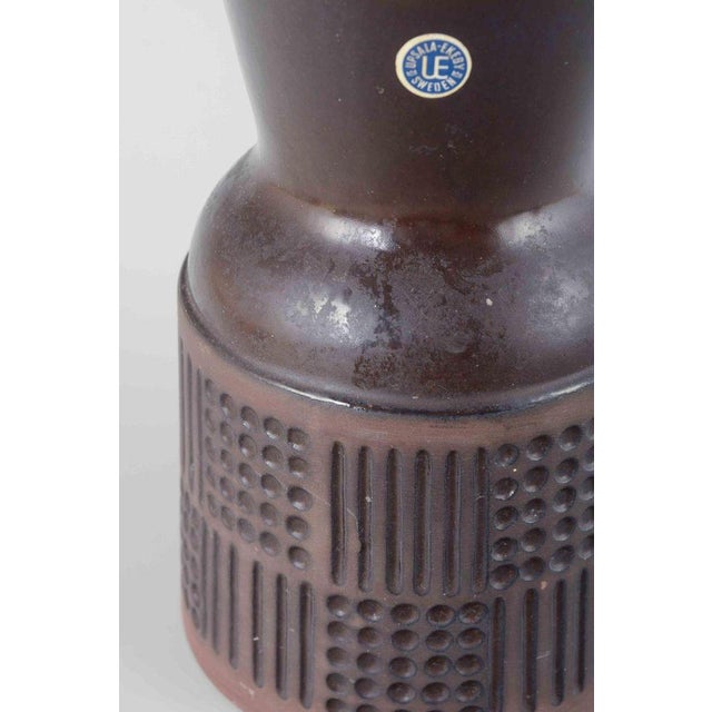 Vintage Stoneware Vase with Geometric Relief Pattern by Mari Simmulson and Upsala-Ekeby, 1960s For Sale - Image 3 of 5