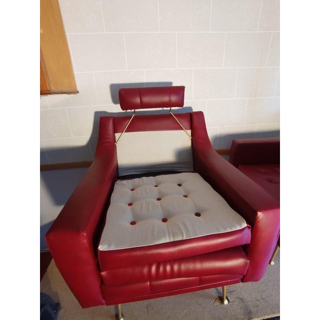 Maroon Vintage Relaxing Lounge Chairs, 1950s, Set of 2 For Sale - Image 8 of 11