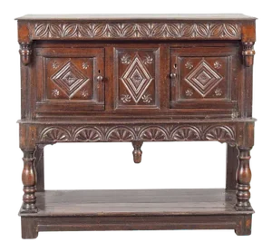 English Baroque Oak Court Cupboard