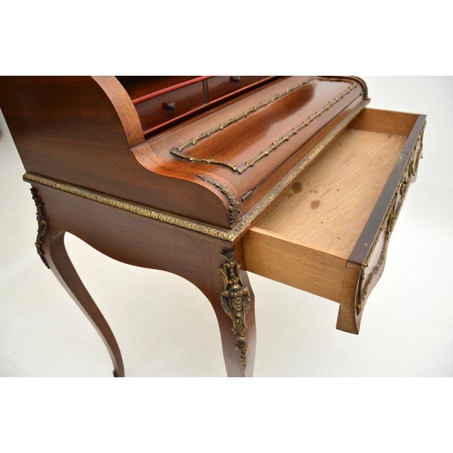 Brown French Ormolu Mounted Escritoire Writing Bureau, 1890s For Sale - Image 8 of 14