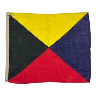 Small Vintage Distressed Nautical Signal Flag For Sale