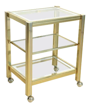 Italian Drinks Cart Trolley or Bar Cart of Brass and Glass