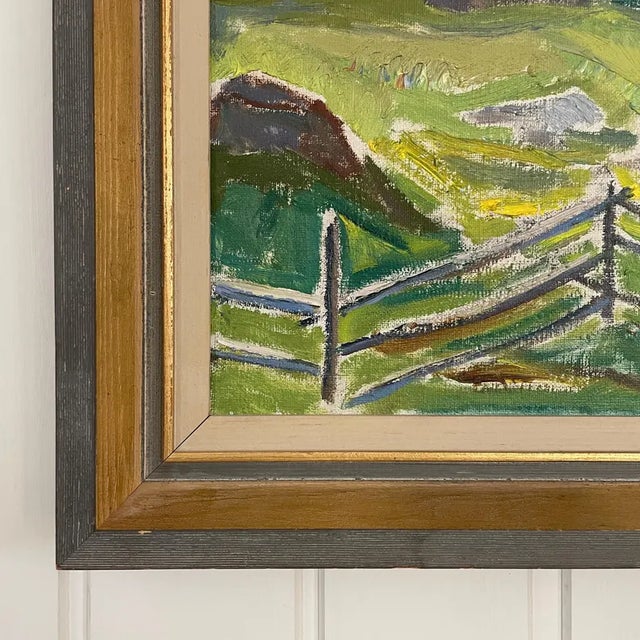 1950s 1957 Mid-Century Swedish Modernist Oil Painting "Sommarkväll Vid Kleivi" by Fritz Smedberg For Sale - Image 5 of 18